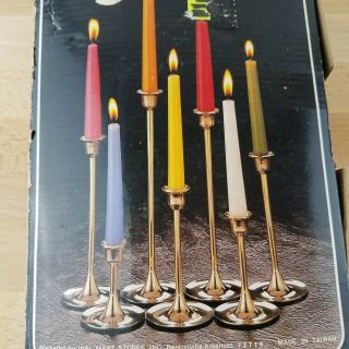 Set of 7 Vintage Graduated Brass Candle Stick Holders - Made in Taiwan 2