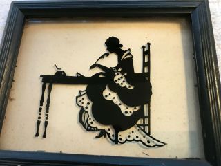 Rare Vintage Silhouette Painted On Glass,  Deltex,  " The Missive,  " Brooklyn,  Ny