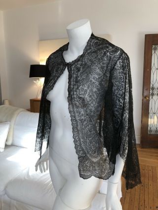 Antique Lace - Circa 1900,  Ladies Black Chantilly Lace Jacket 2