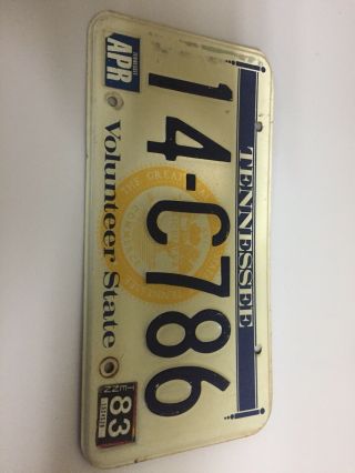 Vintage Tn Tennessee Car License Tag Plate From The Mid 80 