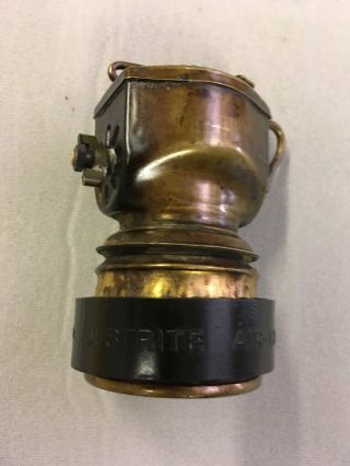 Vintage Justrite Miners Carbide Lamp W/ Air - Cooled Grip