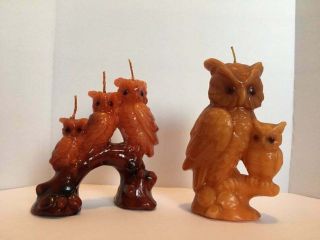 Vintage Owl Candle Mid Century Modern 60s Decorative Red Fall Collectable Cute
