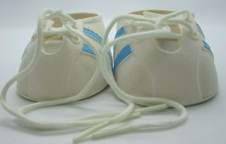 Vintage Cabbage Patch Kids Doll Shoes White And Blue Lace Up