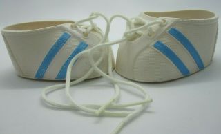 Vintage Cabbage Patch Kids Doll Shoes white and blue Lace Up 2
