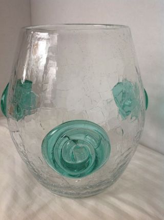 Vintage 1962 Blenko Crackle Glass Vase 622m Applied Spirals