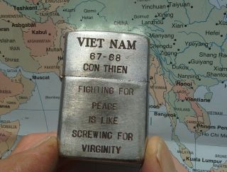 Zippo Iiii 1967 Iii Lighter Viet Nam 67 - 68 Con Thien Vn Blues 1