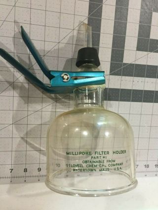 Vintage Large Pyrex Millipore Filter Holder 3 Parts Glass Aluminum Lovell Watert