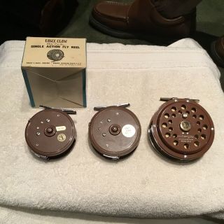 3 Mid - century VINTAGE WRIGHT MCGILL EAGLE CLAW FLY REELS LARGE & SMALL 2