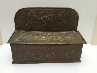 Antique Vintage Brass Arts And Crafts European Candle Box For Repair