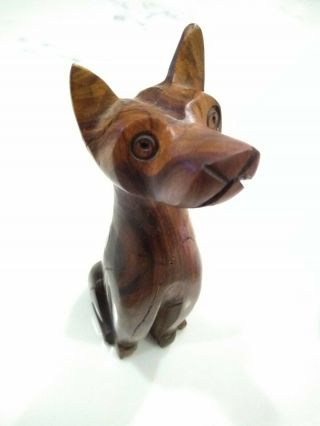 Teak Hand Carved Animal Wood Figure Mid Century Modern Mcm Fox? Cat?