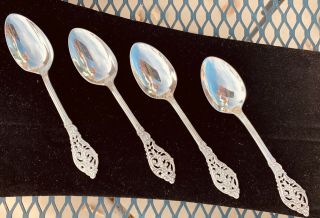 Florentine Lace By Reed & Barton 4 Sterling Silver Teaspoon Spoons 6 