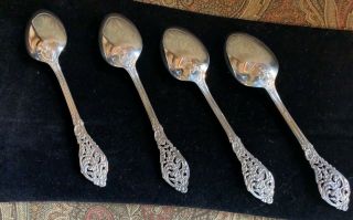 Florentine Lace By Reed & Barton 4 Sterling Silver Teaspoon Spoons 6 