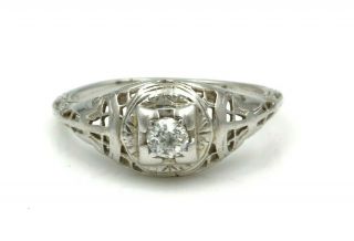 Classic Antique 18k White Gold.  18 Ct Old Mine Diamond Ring Size 6.  5 779b - 6