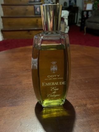 Vintage Coty Emeraude Eau De Cologne Perfume 8 Fl Oz Splash Bottle Mostly Full.
