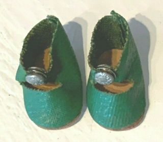 Vintage Vogue Ginny Doll Green Oilcloth Center Snap Shoes