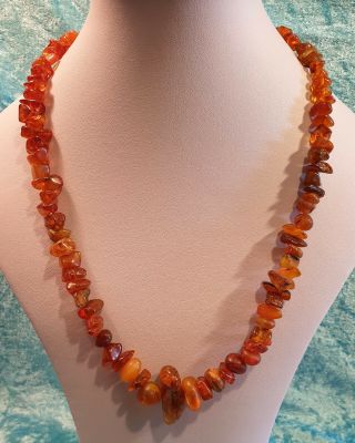 Vintage Big And Chunky Baltic Amber Nugget Beaded Necklace 51.  4g
