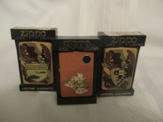 Zippo Lighters Operation Iraqi Freedom & Desert Storm & Shield 3 Lighters W Box