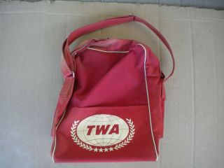 Vintage 1950s Twa Red Carry Tote Bag With Strap Bearse Manufacturing Co.  Chicago