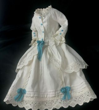 2 - Piece Finest French Fashion Dress Antique Style Cotton App.  18 - 19in Doll
