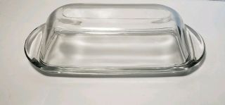 Vintage Stick Butter Dish Clear Glass With Lid Mcm Refrigerator Dish