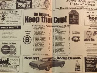1971 BOSTON BRUINS STANLEY CUP PROGRAM 4/13/71 EX. 2