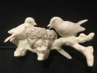 Vintage Ardalt Gold Finches 6786 Spaghetti Nest White Porcelain Bird Figurine