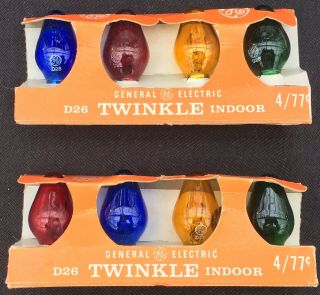 2 Packages Vintage Christmas Light Bulbs General Electric Twinkle Lamps D26 120v