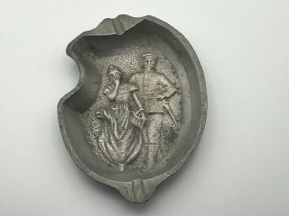 Vintage Naughty Risque Ashtray Soldier With Hand On Womans Butt Cast Aluminum E8