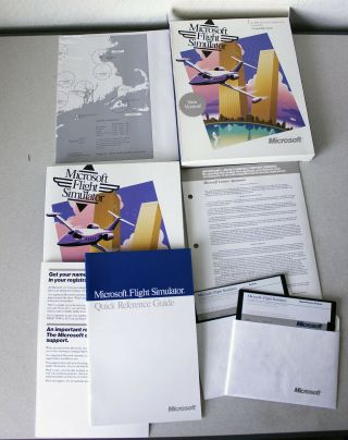 Vintage Complete 1988 Microsoft Flight Simulator V3 5.  25 Floppy Disk For Ibm Pc