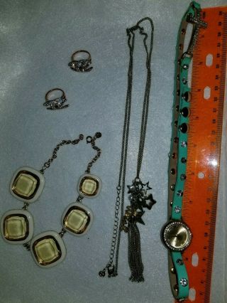 ☆5pc Set☆ Coco Chanel Vintage Cc Rings Tassel Necklace Bracelet Wrap Watch 9537