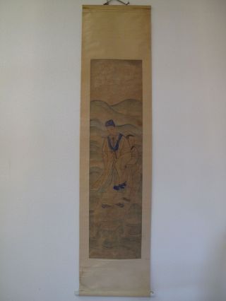 Fine 19th 20th Century Large Chinese Hand Painting of Nobleman & Woman Scroll 2