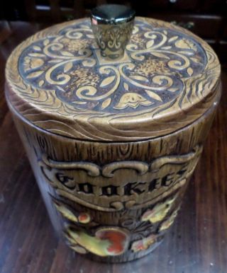 Treasure Craft Cookie Jar Barrel Red Apple Ceramic Vintage Canister 10 