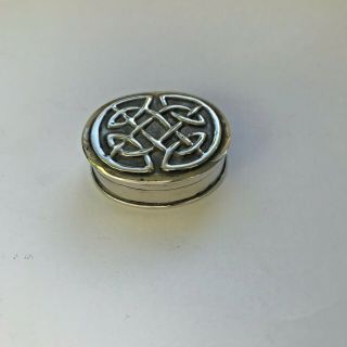 Celtic Design Solid Silver Vintage Pill Box
