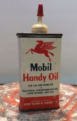 Vintage Mobil Handy Oil Tin Pegasus Socony Oil Co Can Inv - P2222