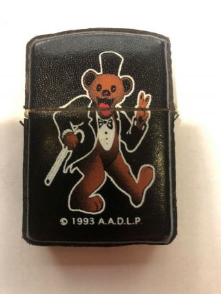 Rare Vintage Leather 1993 Grateful Dead Dancing Bear Aadlp Zippo Lighter