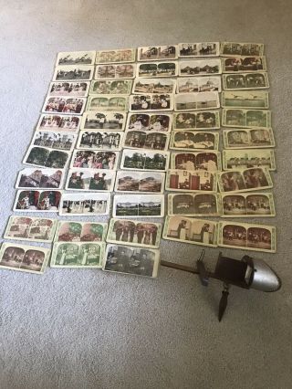 Antique 1904 Monarch Keystone View Co.  Stereoscope Viewer With 53 Cards