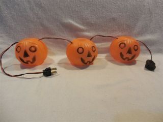 Vintage Peerless Halloween Pumpkin Blow Mold String Light Set - -