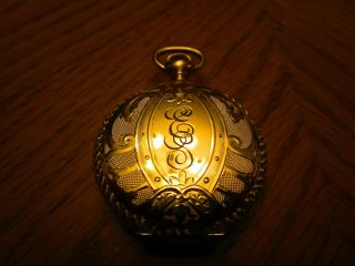 Vintage 1910 Hampden Molly Stark Pocket Watch Full Hunter Gold Filled Case