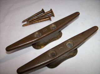 Pair Vintage Bronze Wilcox Crittenden Boat Cleats 5 " - Wc Boat Sailboat Cleats