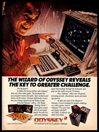 1982 Magnavox Odyssey 2 Home Video Game Console Vintage Print Ad Wizard 1980s