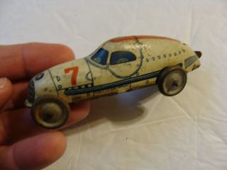ANTIQUE US ZONE GERMANY BOAT - TAIL RACE CAR TIN WIND UP PENNY TOY VINTAGE OLD 2