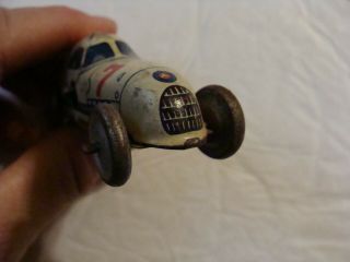 ANTIQUE US ZONE GERMANY BOAT - TAIL RACE CAR TIN WIND UP PENNY TOY VINTAGE OLD 3