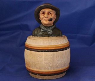 Antique Figural Majolica Tobacco Humidor Jar Sailor By J.  Maresch Austria C.  1890s