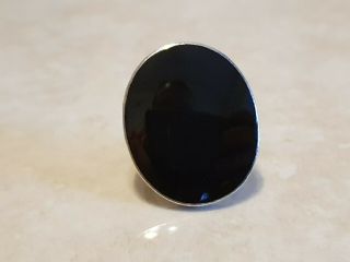 Vintage 925 Sterling Silver Ring With Black Onyx