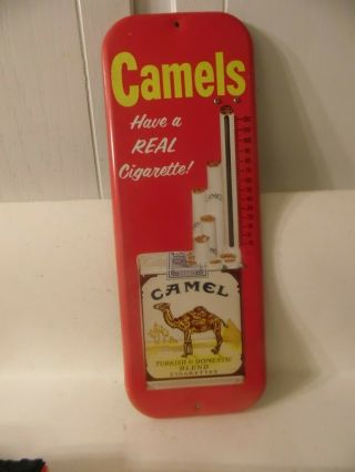 Vintage Advertising Camels Cigarettes Tobacco Gas Station Metal Thermometer Sign