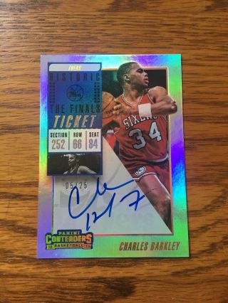 Charles Barkley 2018/19 Contenders Historic Rookie The Finals Ticket Auto 5/25