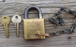 Vintage Brass Yale & Towne Pin Tumbler US Padlock & Key 2