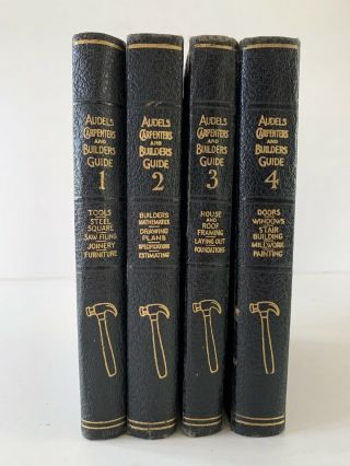 Vintage 1941 Audels Carpenters And Builders Guide Books 4 Volume Set Leatherette