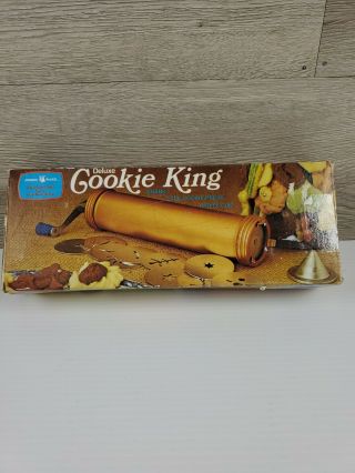 Vintage Nordic Ware Deluxe Cookie King Crank Cookie Press Spritz Gun 12 Tips