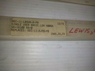 Dec Pdp - 11 Paper Tape Program Dec - 11 - Lbsua - A - Pb Single User Basic 1969/70/72